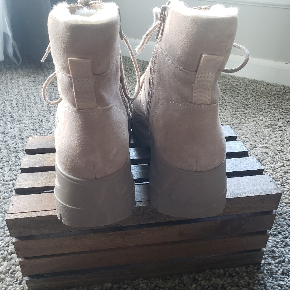 Steve Madden Maximo Faux Fur Suede Platform Combat Ankle Boots Size 7 - Picture 10 of 11